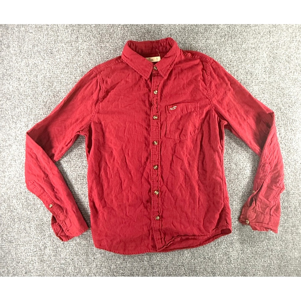 Y2K‎ Hollister Womens Small Red Flannel Button Down Long Sleeve Seagull Logo